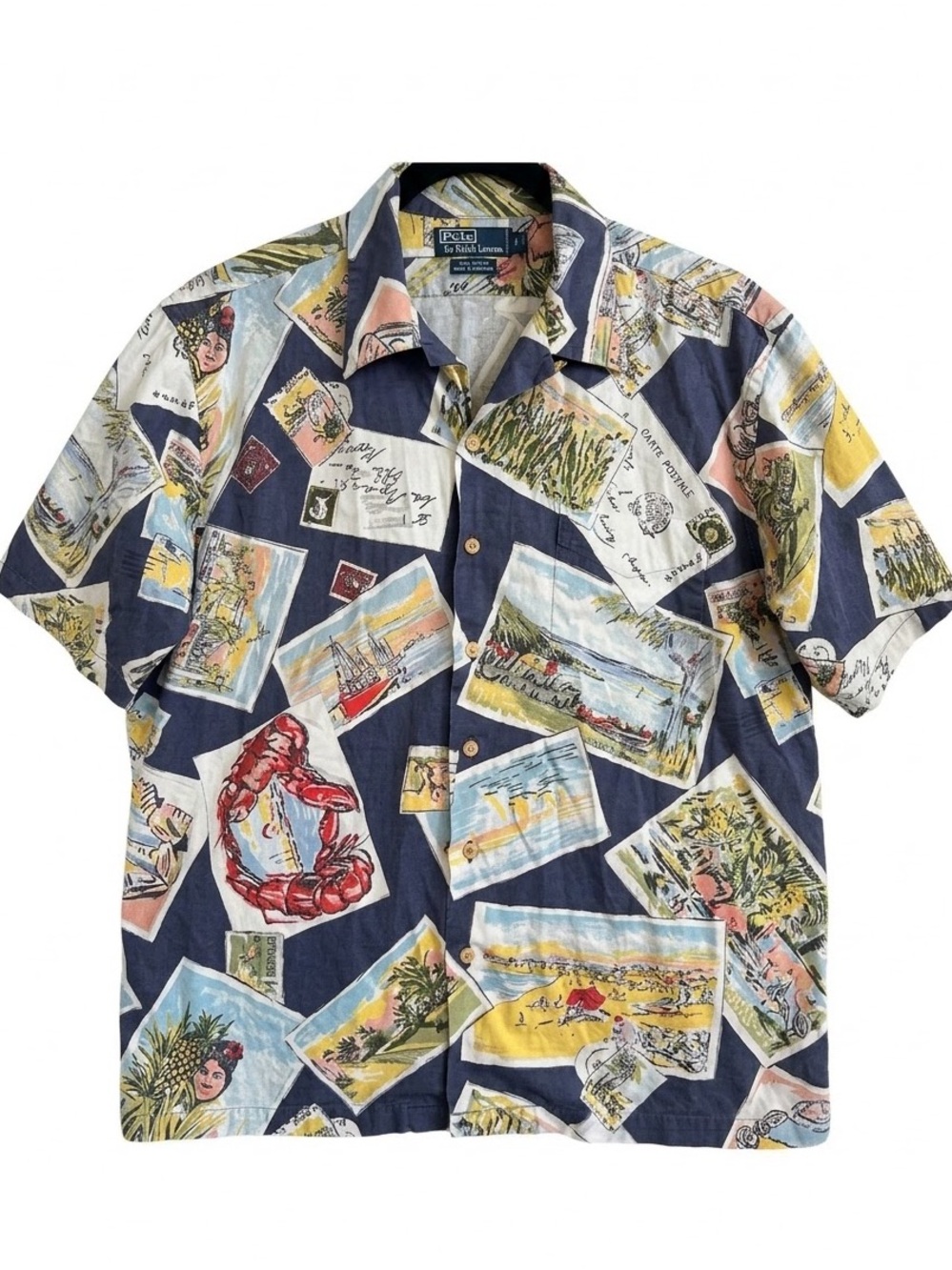 Vintage Polo Ralph Lauren Postcard Hawaiian Shirt Large Cotton Bermuda Tropical